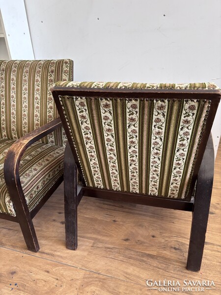 2 db art deco / bauhaus stílusú lounge fotel – hajlított fa karfával (Thonet)