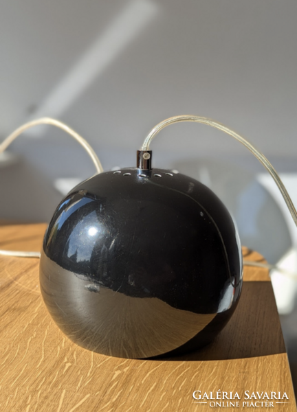 Kisméretű dán retro gömblámpa(18 cm) fekete színű, króm baldachinnal / Skandináv minimalizmus