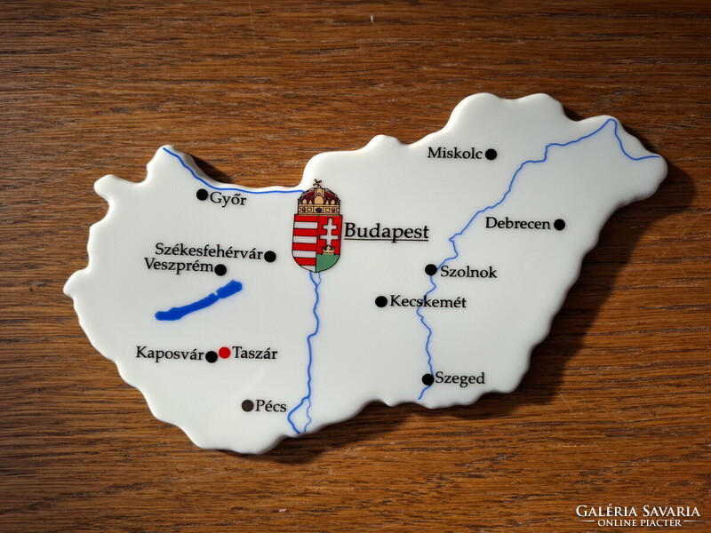 Zsolnay plakett, Magyarország térkép, Taszár, alacsony sorszám: 2/10 !!!