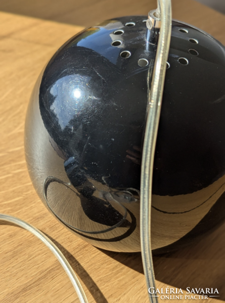 Kisméretű dán retro gömblámpa(18 cm) fekete színű, króm baldachinnal / Skandináv minimalizmus