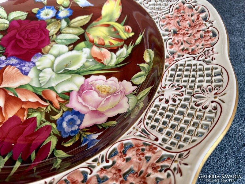 Herendi porcelán óriás FLEURAISON NO. 29 falitányér
