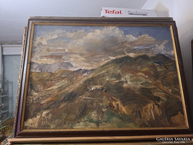 "VIHARFELHŐK A BAKONY FELETT" 1940/50-nem azonositott KVALITÁSOS  70x50 cm O/V festmény keretezve
