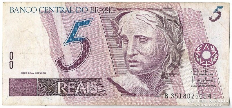 5 real reals 1997 Kócsag madár Brazilia 40. signo
