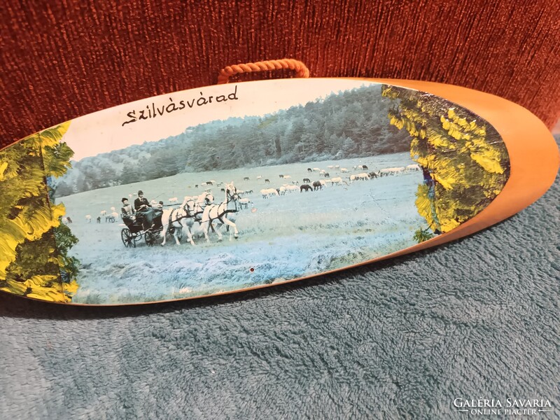 Szilvásvárad egyedi retro keményfa alapú falra akasztható dísz kép