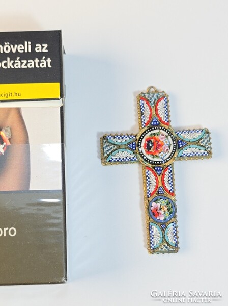 Gyönyörű, régi millefiori kereszt medál