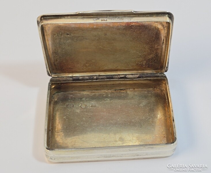 19. század eleji antik Orosz cári niellós ezüst 84 zolotnikos dohánytartó/tubákos doboz / 1824-ből