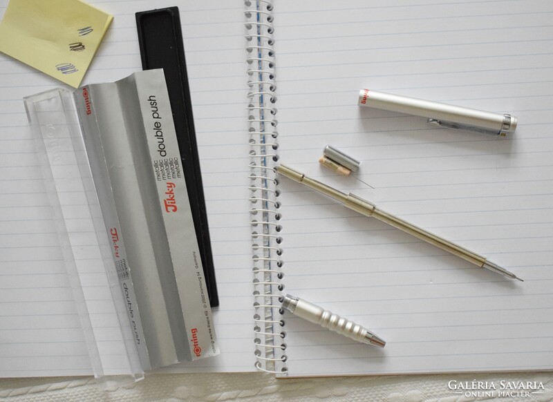 Rotring , rOtring Tikky metallic double push , töltőceruza 0,5 , 80-as évek , eredeti dobozával II.