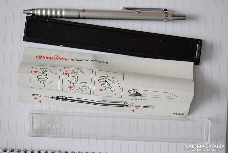 Rotring , rOtring Tikky metallic double push , töltőceruza 0,5 , 80-as évek , eredeti dobozával II.