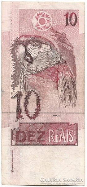 10 real reals 1997 Ara papagáj madár Brazilia 40. signo