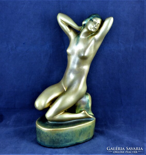 CSODÁS, ANTIK, ZSOLNAY PORCELÁN FIGURA "VÁGYAKOZÓ NŐ", 1911!!!
