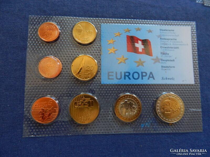 Svájc Euro Forgalmi sor 2003 Próba tervezet (8 darab érme: 1 C - 2 €) Lásd leírás!