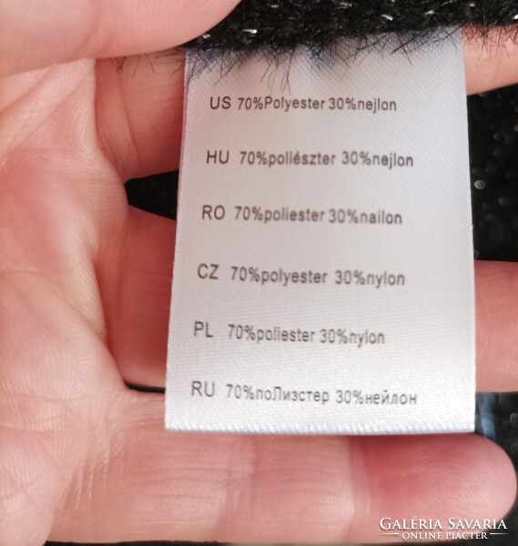 TU M. B. 21 collection Chanel tweed blézer jellegű fekete-ezüst rugalmas 42-44-es kis kabát