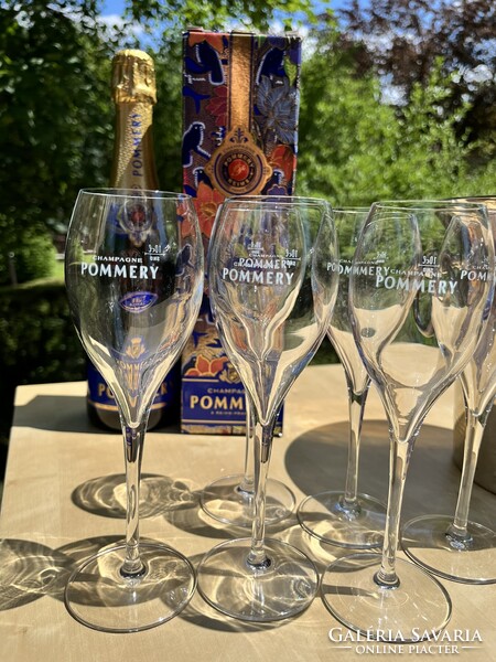 CHAMPAGNE CLUB - Pommery Champagne Ajándékszett – 6 Pezsgőspohár, Jégveder, Brut Royal Pezsgő