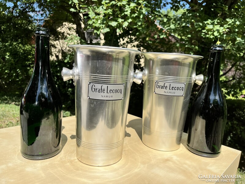 CHAMPAGNE CLUB - Párban – Grafé Lecocq Namur Vintage Alumínium Pezsgőhűtő Vederek, kb. 1970–1980