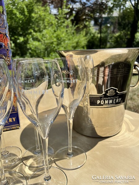 CHAMPAGNE CLUB - Pommery Champagne Ajándékszett – 6 Pezsgőspohár, Jégveder, Brut Royal Pezsgő