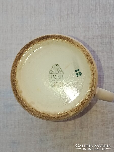 Vintage Kispesti Gránit stoneware MUG / CUP with spritz decoration