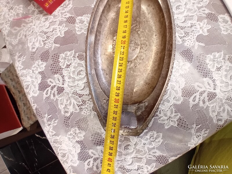 Antik szecessziós kínálótál gravírozott monogrammal és névvel (1900-as évek)