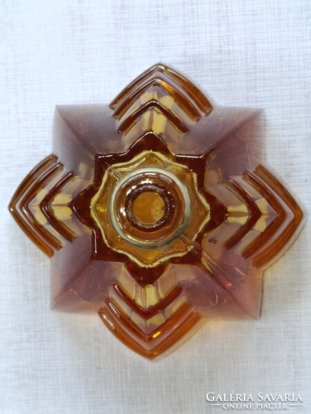 Borostyán színű art deco PARFÜMÖS ÜVEG