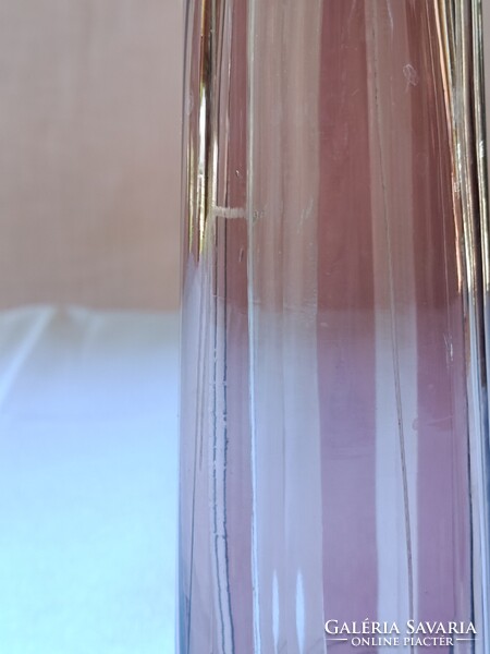 Vintage három darab padlizsánlila színű csiszolt mintás öntött üveg VÁZA szettben