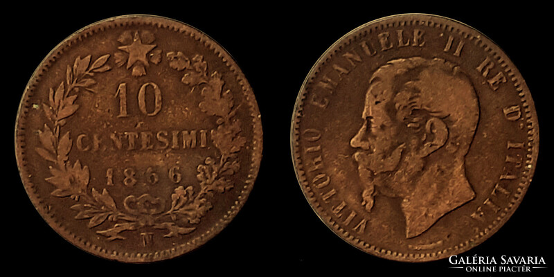 Olaszország 10 centesimi 1866 N