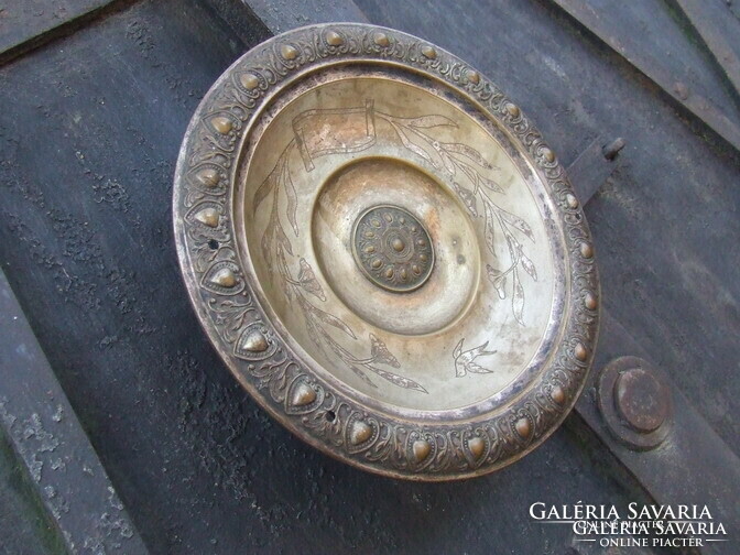 Antique brass tray offering
