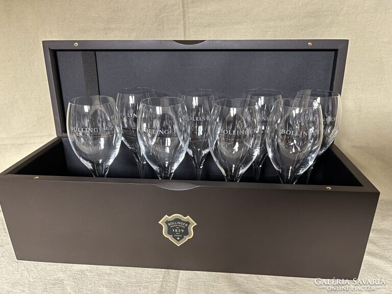 CHAMPAGNE CLUB - Bollinger Magnum Fadobozos Ajándékszett 8 db Pezsgőkóstoló Pohárral (16 cl)