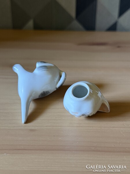 Aquincumi bólogató fejű cica porcelán figura