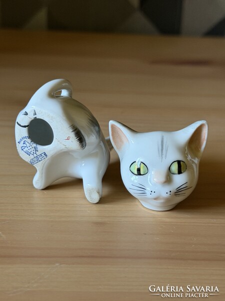 Aquincumi bólogató fejű cica porcelán figura