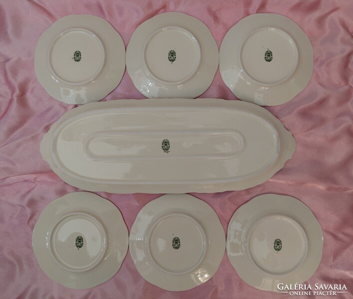 HIBÁTLAN! Zsolnay porcelán pillangó mintás 6 + 1 süteményes vagy szendvicses készlet