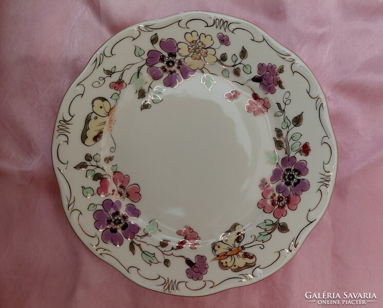 HIBÁTLAN! Zsolnay porcelán pillangó mintás 6 + 1 süteményes vagy szendvicses készlet