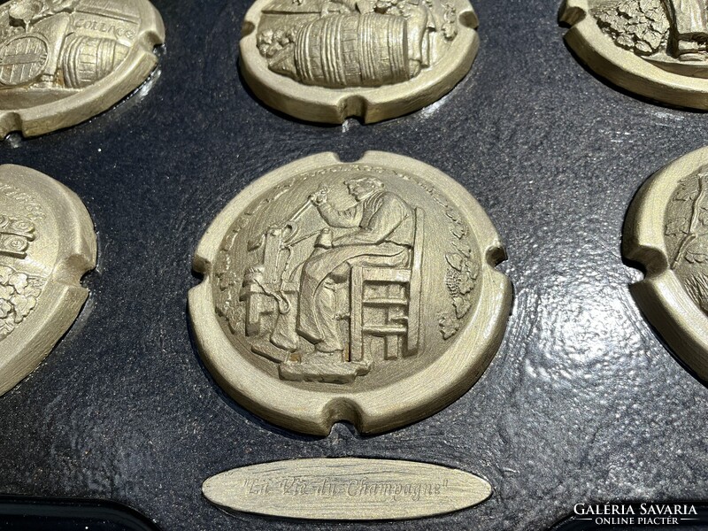 CHAMPAGNE CLUB - La Vieille Champagne – Falra Akasztható Champagne Dombormű Sorozat, 1950-es Évek