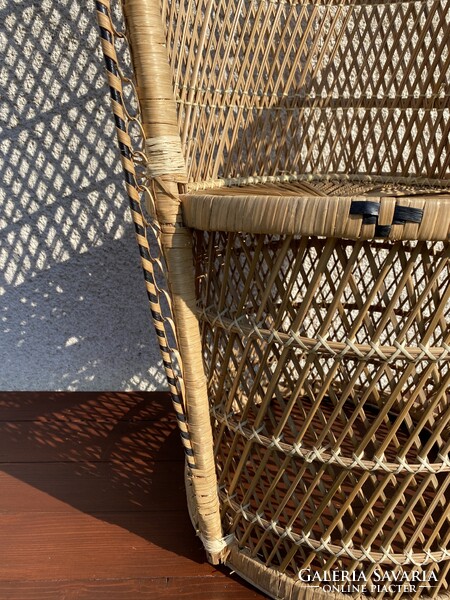 Vintage Pávafotel Boho Pávaszék Rattan Páva alakú Szék Nád Fotel Fonott Peacock Emmanuelle Chair