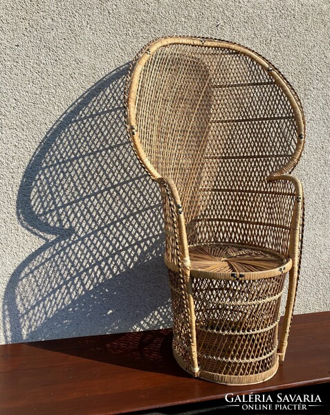 Vintage Pávafotel Boho Pávaszék Rattan Páva alakú Szék Nád Fotel Fonott Peacock Emmanuelle Chair