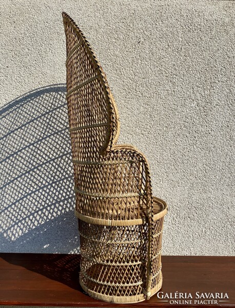 Vintage Pávafotel Boho Pávaszék Rattan Páva alakú Szék Nád Fotel Fonott Peacock Emmanuelle Chair