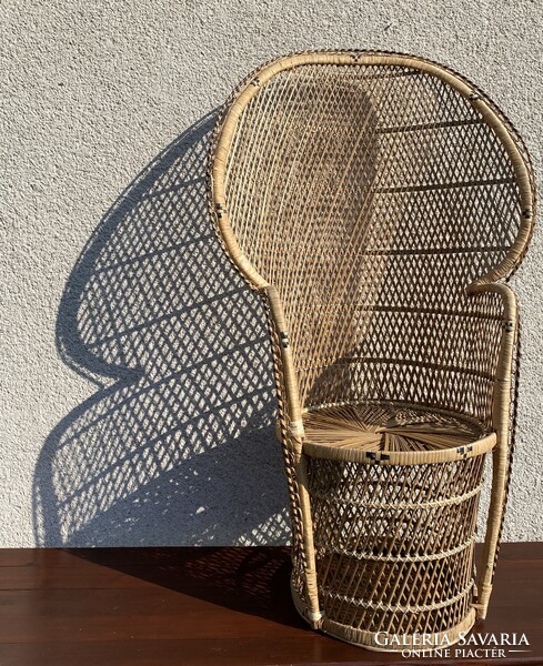 Vintage Pávafotel Boho Pávaszék Rattan Páva alakú Szék Nád Fotel Fonott Peacock Emmanuelle Chair