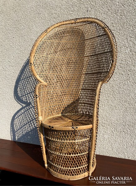 Vintage Pávafotel Boho Pávaszék Rattan Páva alakú Szék Nád Fotel Fonott Peacock Emmanuelle Chair