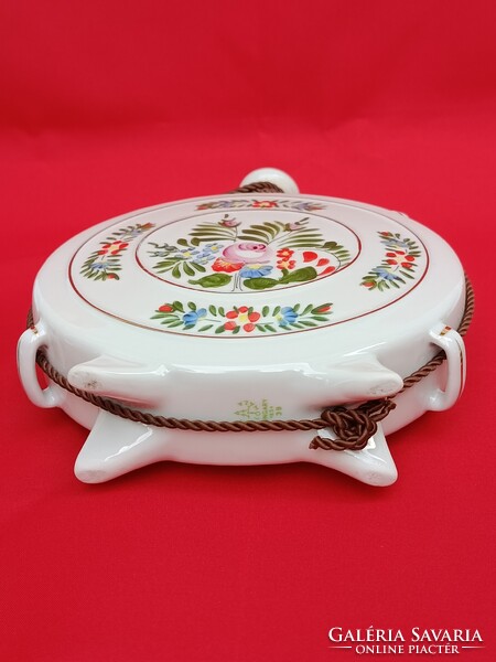 Retro hollóházi kézzel festett porcelán KULACS 4 darab POHÁRRAL