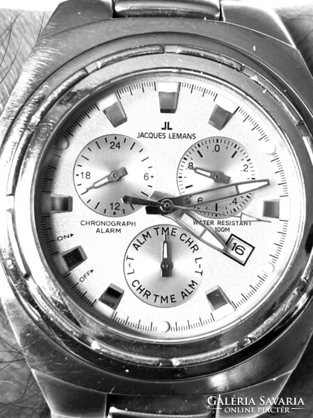 Jacques Lemans kronográf zafíüveges titánacél full szett karóra pótszemekkel gyári dobozában! 42 mm