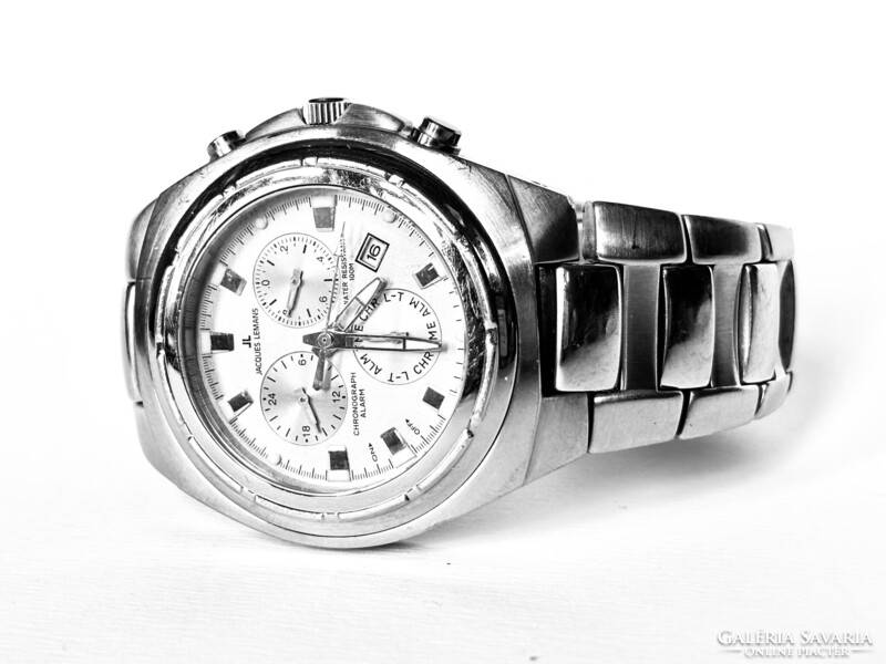 Jacques Lemans kronográf zafíüveges titánacél full szett karóra pótszemekkel gyári dobozában! 42 mm
