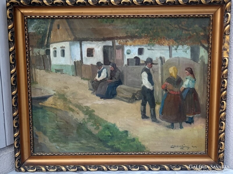 Zórád Géza 1929 falusi idill festmény
