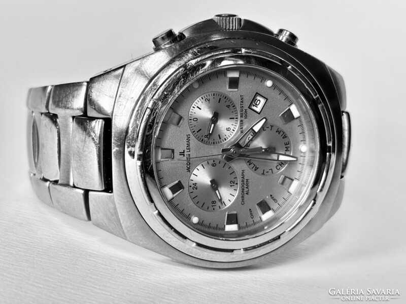Jacques Lemans kronográf zafíüveges titánacél full szett karóra pótszemekkel gyári dobozában! 42 mm