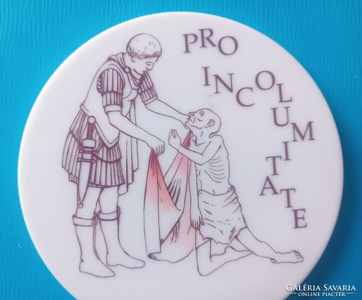 Herendi porcelán plakett : Szent Márton megosztja köpenyét a koldussal