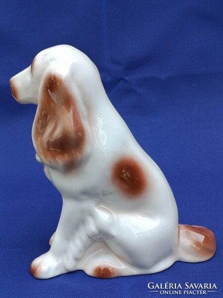 Retro régi hollóházi PORCELÁNFIGURA - spániel