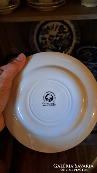 Angol Churchill Blue Willow porcelán süteményes készlet