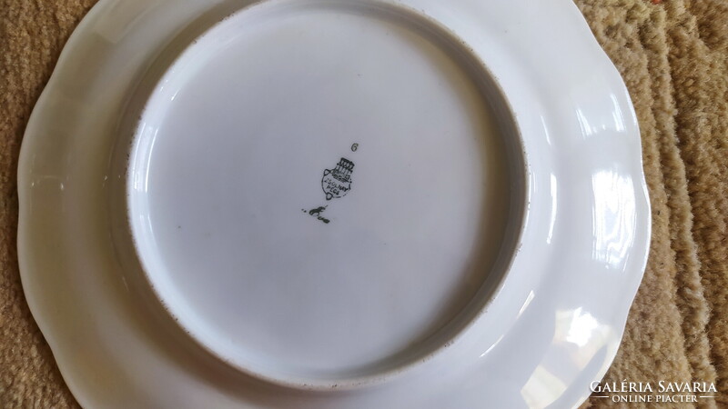 Antik Zsolnay ÉVA porcelán SÜTEMÉNYES KÉSZLET irizáló, lüsztermázas desszertes szett