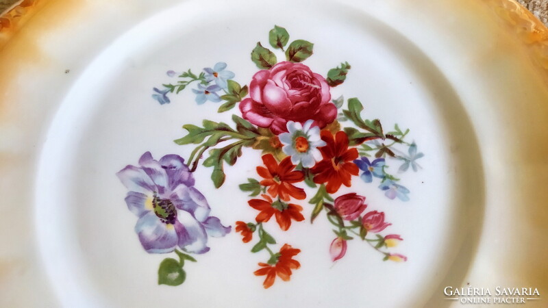 Antik Zsolnay ÉVA porcelán SÜTEMÉNYES KÉSZLET irizáló, lüsztermázas desszertes szett