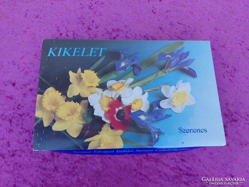 Retró Szerencsi Kikelet bonbonos / desszertes doboz (Szerencsi Édesipari Vállalat)