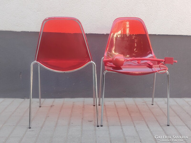 Vintage Pedrali szék plexiglass párban+ asztali lámpa ALKUDHATÓ