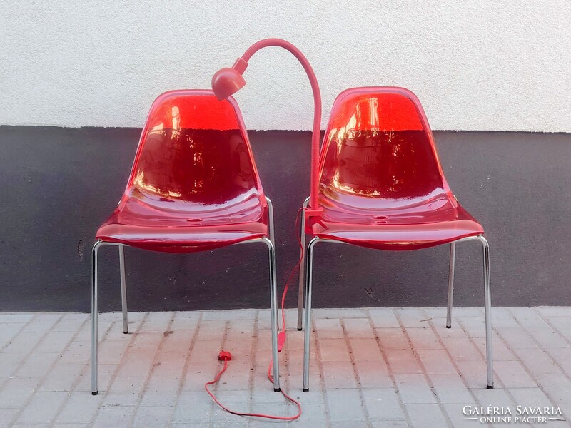 Vintage Pedrali szék plexiglass párban+ asztali lámpa ALKUDHATÓ