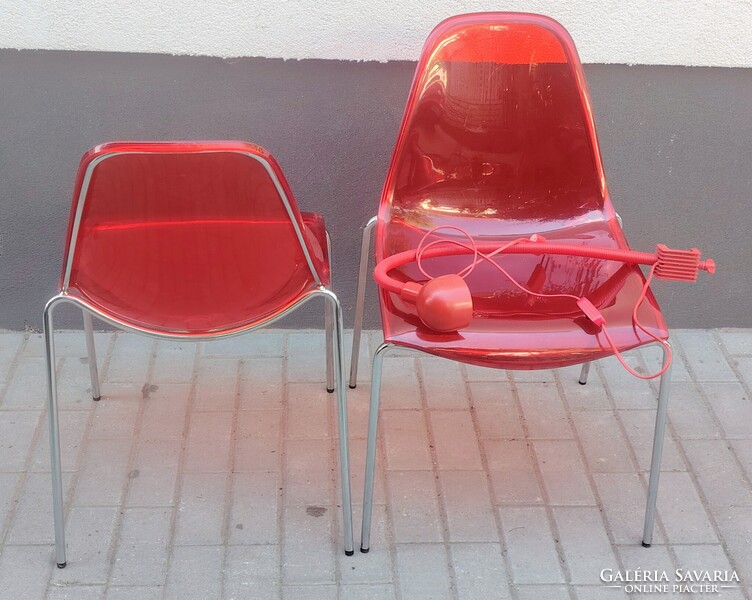 Vintage Pedrali szék plexiglass párban+ asztali lámpa ALKUDHATÓ